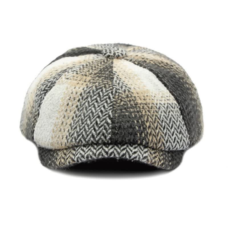 British Style Striped Herringbone Newsboy Beret Hat