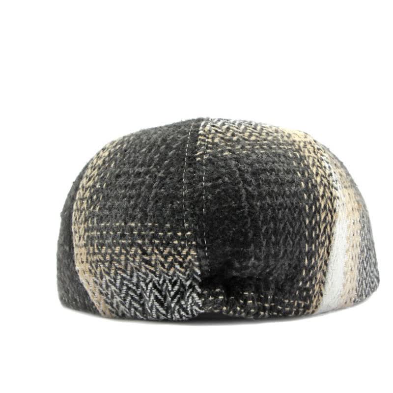 British Style Striped Herringbone Newsboy Beret Hat