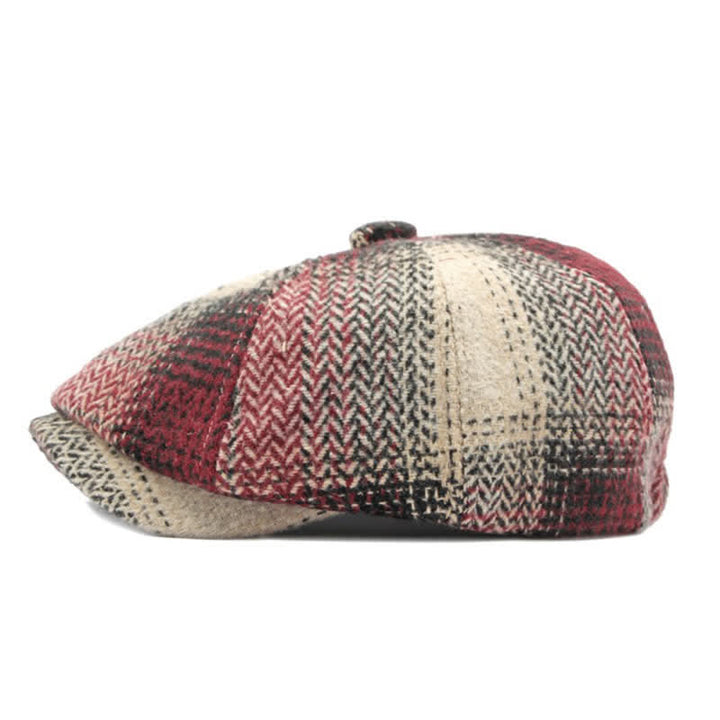 British Style Striped Herringbone Newsboy Beret Hat