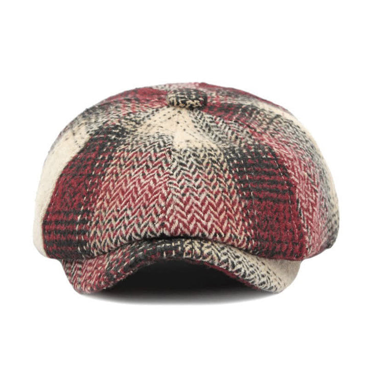 British Style Striped Herringbone Newsboy Beret Hat