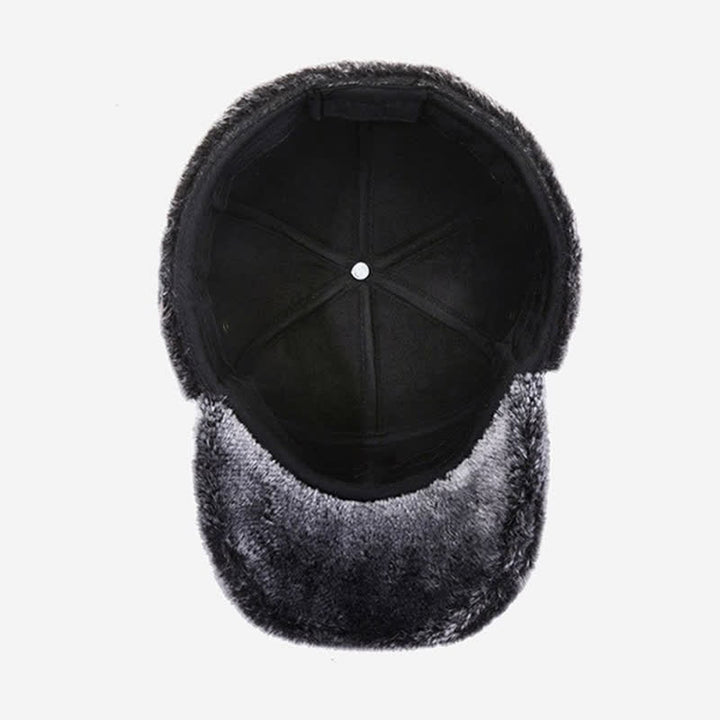 PU Leather Fleece Earflaps Baseball Hat