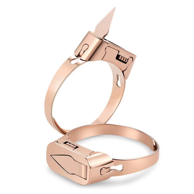 Multi-Functional Hidden Knife Opening Adjustable Ring - Rose Gold - image 7