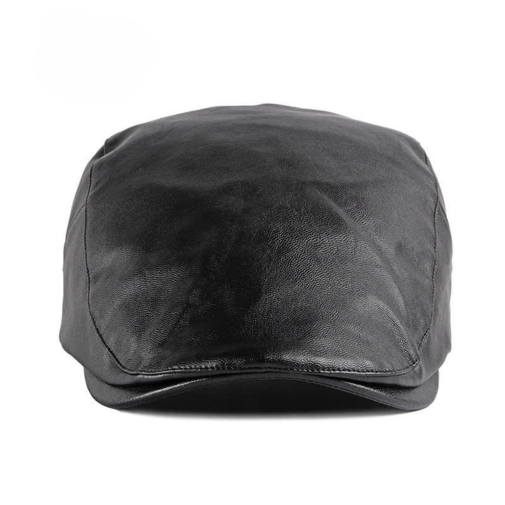 Classic Ivy Solid Color Leather Beret Hat