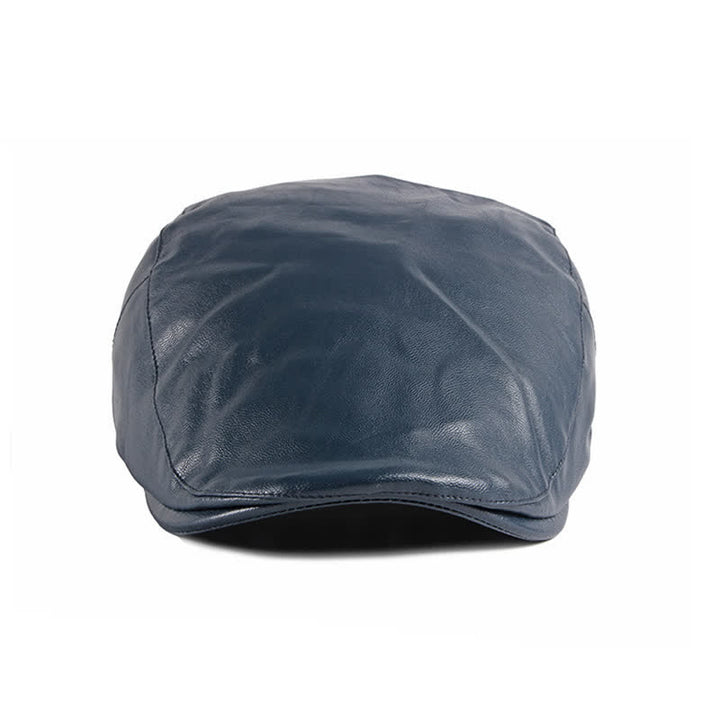 Classic Ivy Solid Color Leather Beret Hat