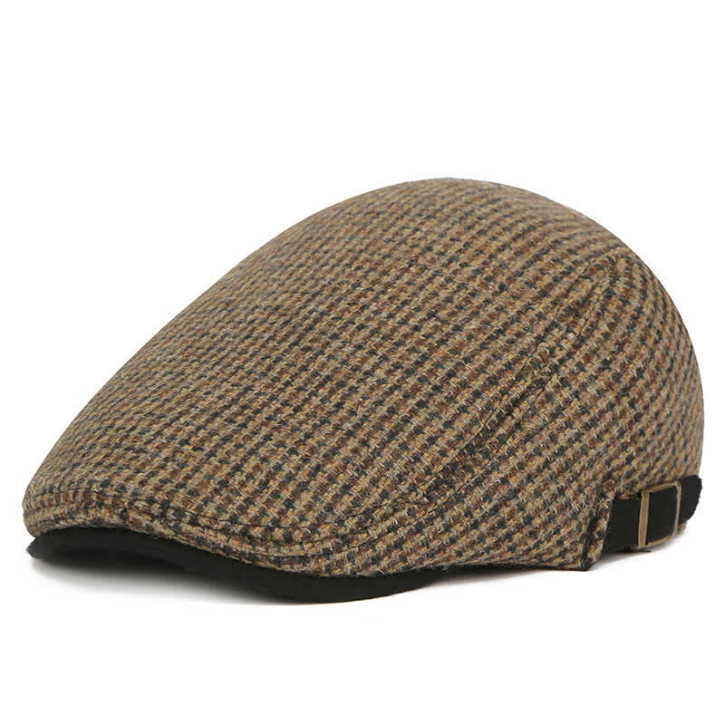 Houndstooth Plaid Check Pattern Beret Hat