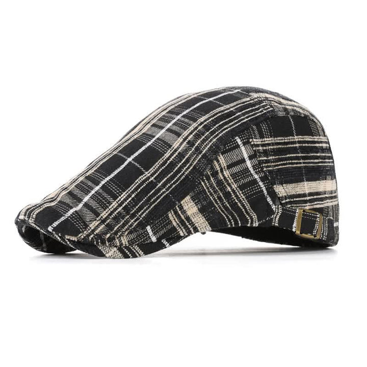 Scotticize Style Checkered Peaked Beret Hat