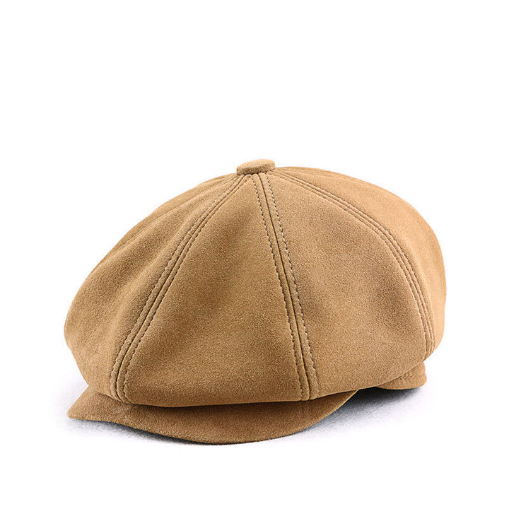 Retro Round Fine Texture Suede Newsboy Beret Hat