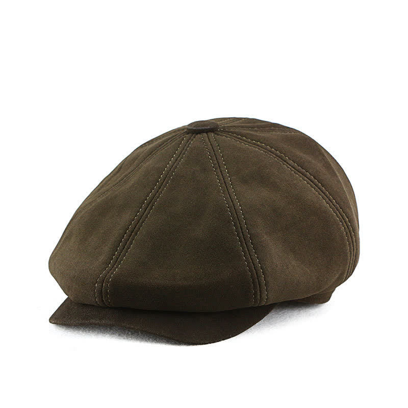 Retro Round Fine Texture Suede Newsboy Beret Hat