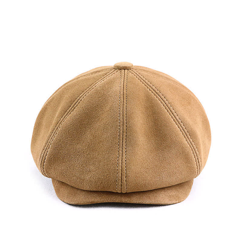 Retro Round Fine Texture Suede Newsboy Beret Hat