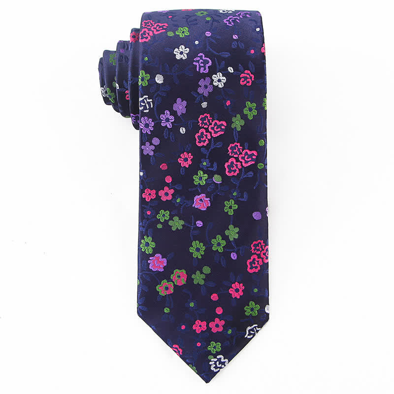 Men's Purple & Pink Flowers Print Floral Necktie