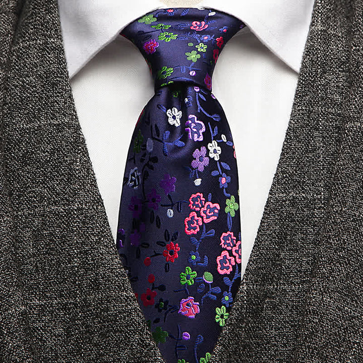 Men's Purple & Pink Flowers Print Floral Necktie