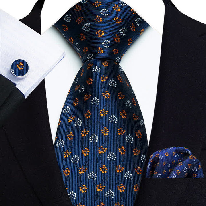 3Pcs Men's Abstract Little Floral Dots Necktie Set