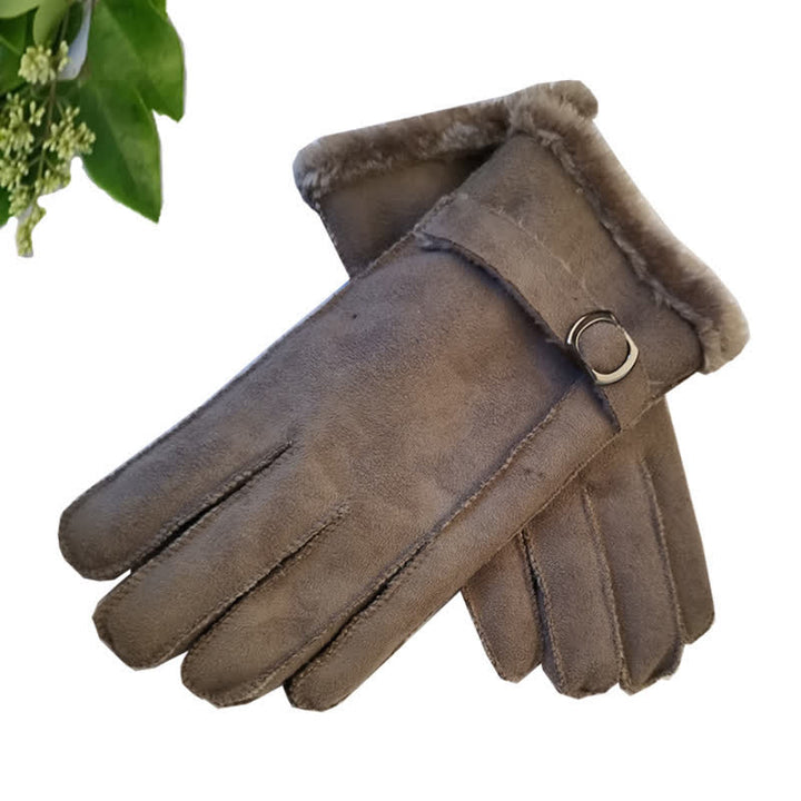 Faux Leather Imitation Wool Leather Dress Gloves