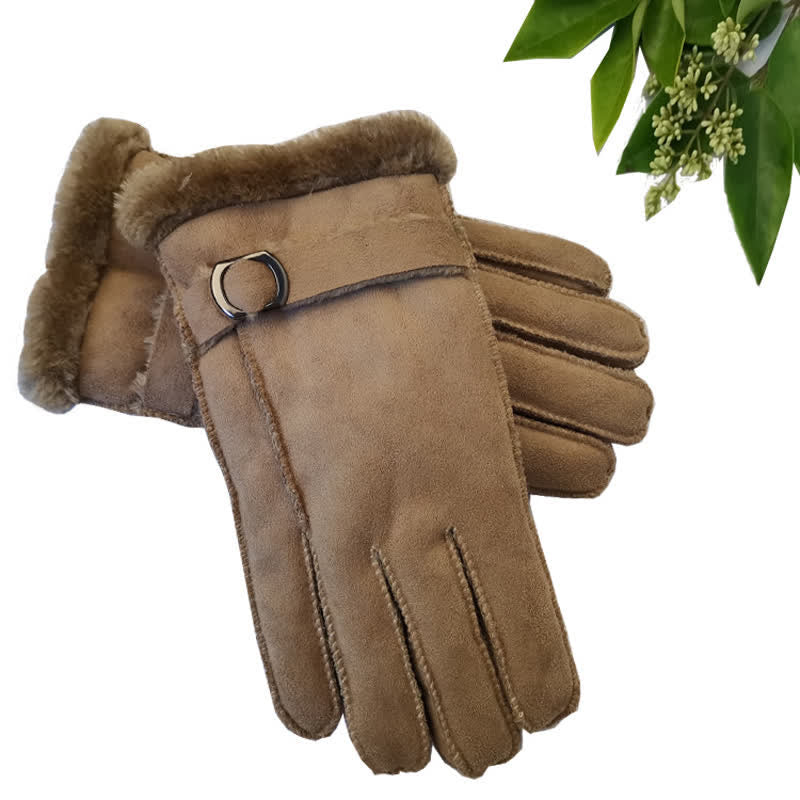 Faux Leather Imitation Wool Leather Dress Gloves