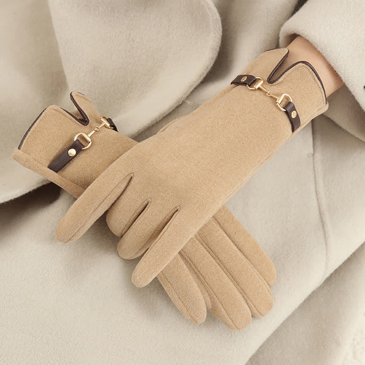 Women's Chain Plus Plush Velvet Thick Gloves