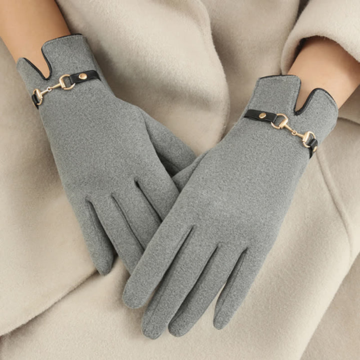 Women's Chain Plus Plush Velvet Thick Gloves