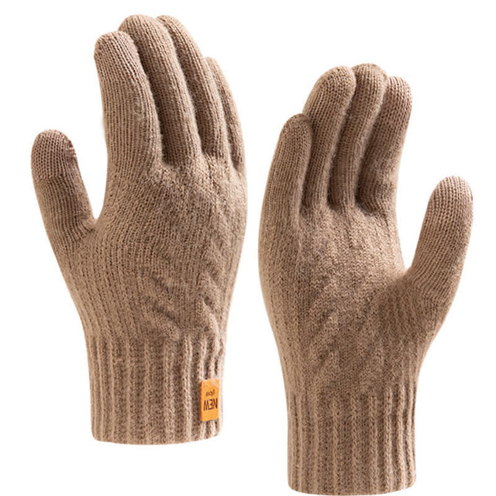 Solid Color Soft Warm Alpaca Fur Knitted Gloves