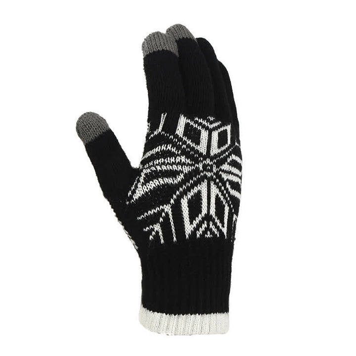 Snowflake Pattern Winter Thicken Knitted Gloves