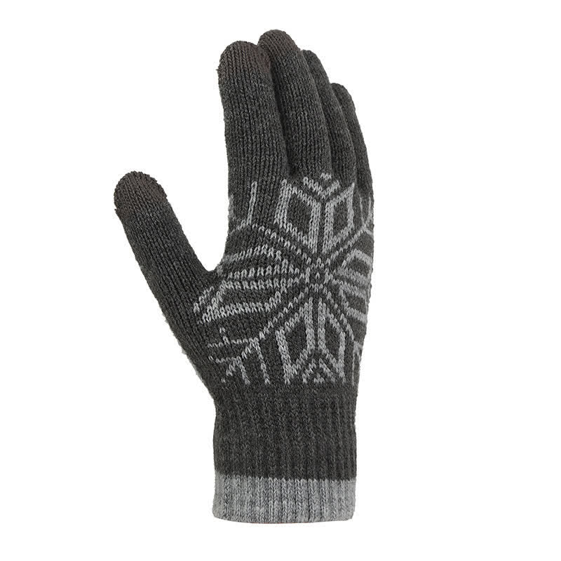 Snowflake Pattern Winter Thicken Knitted Gloves