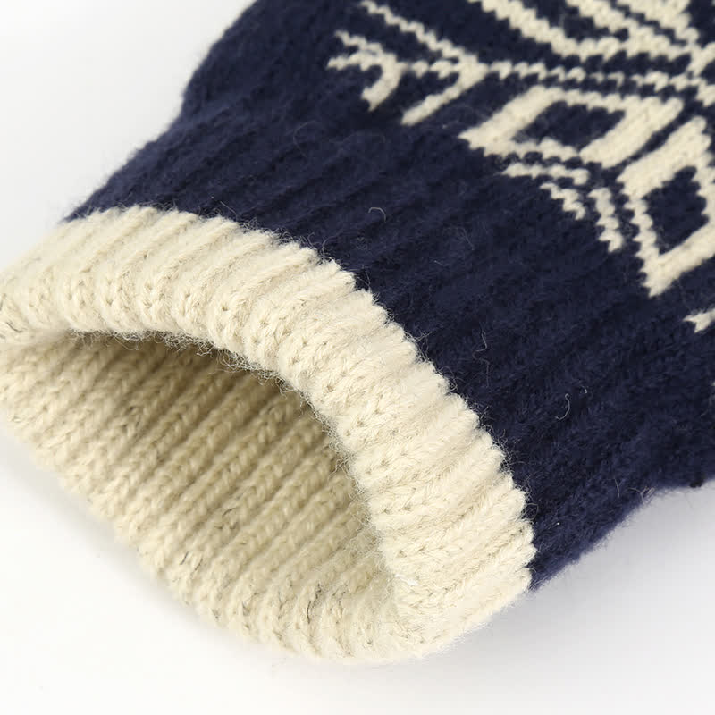 Snowflake Pattern Winter Thicken Knitted Gloves