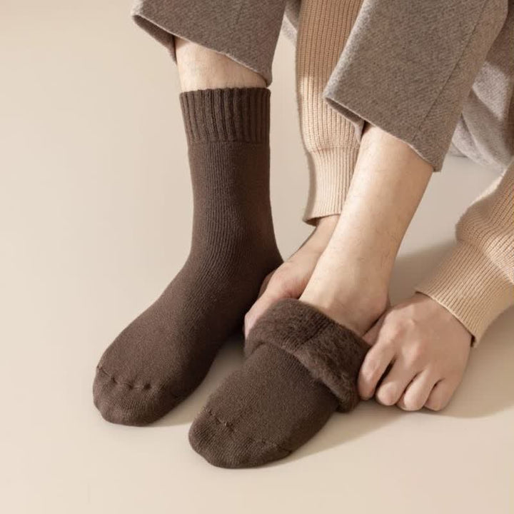 Men's Winter Warm Solid Color Cashmere Crew Socks