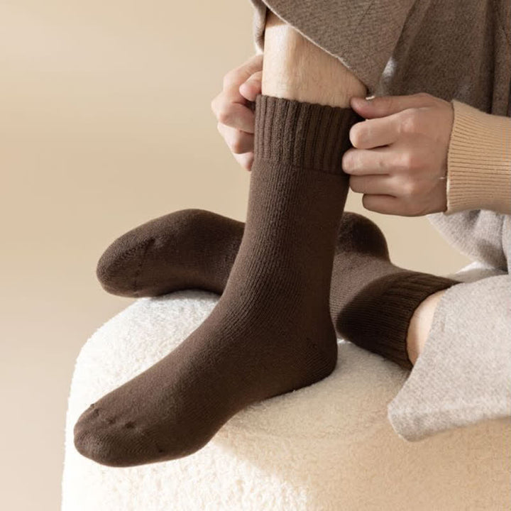 Men's Winter Warm Solid Color Cashmere Crew Socks