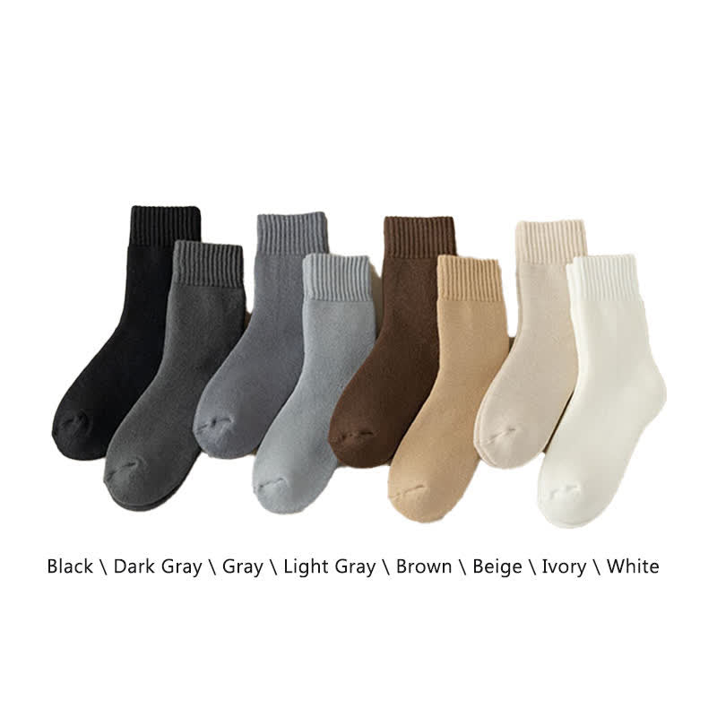 Men's Winter Warm Solid Color Cashmere Crew Socks