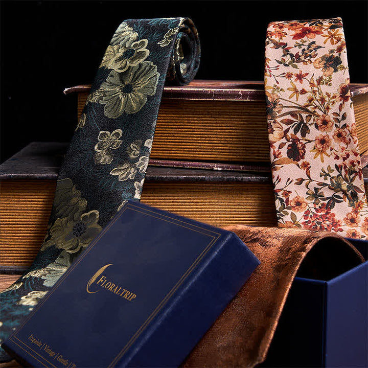 Elegant Casual Floral 3Pcs Neckties Bundle Set