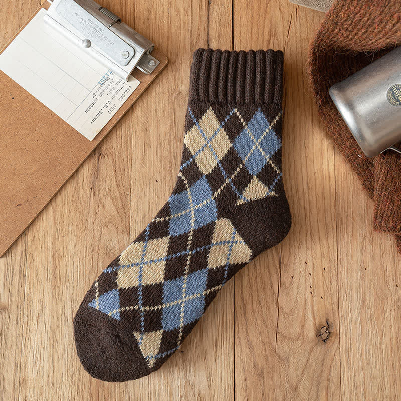 Men's British Style Diamond Argyle Crew Socks