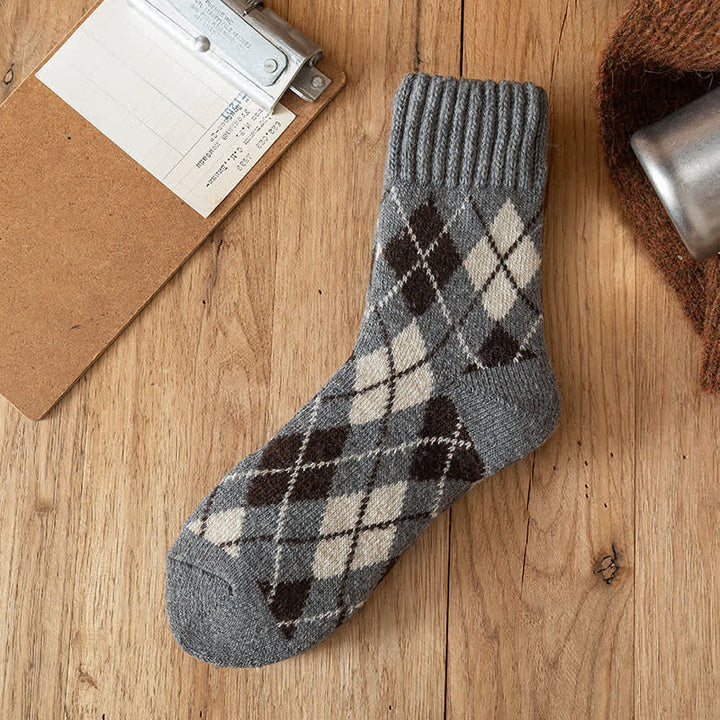 Men's British Style Diamond Argyle Crew Socks