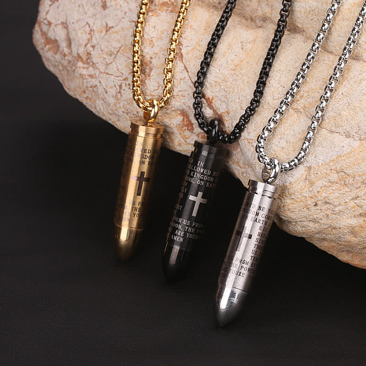 Memorial Cross Simulation Bullet Pendant Necklace