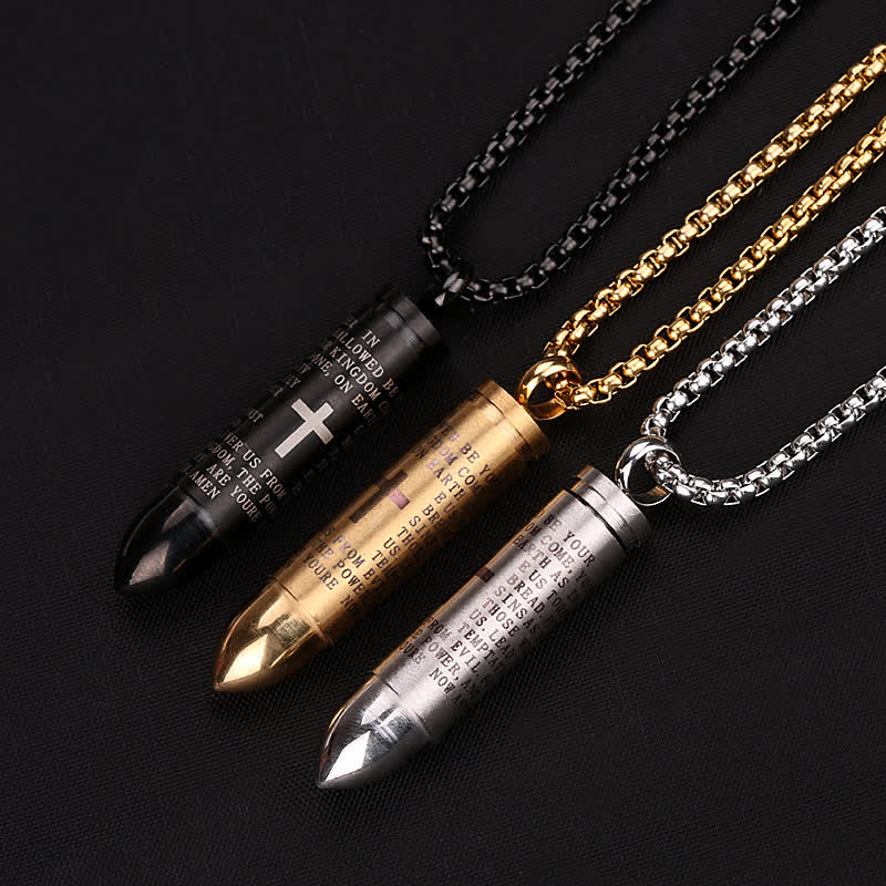 Memorial Cross Simulation Bullet Pendant Necklace