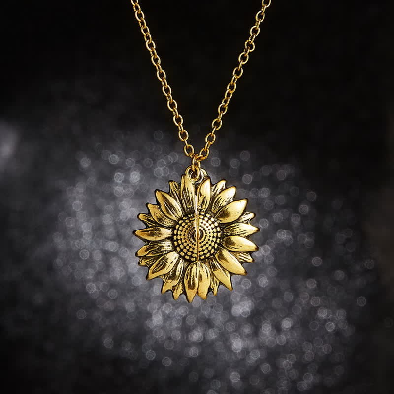 Vintage Sunflower Locket Pendant Keychain Necklace - image 5