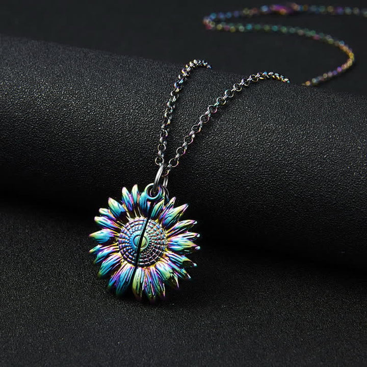 Vintage Sunflower Locket Pendant Keychain Necklace - image 7