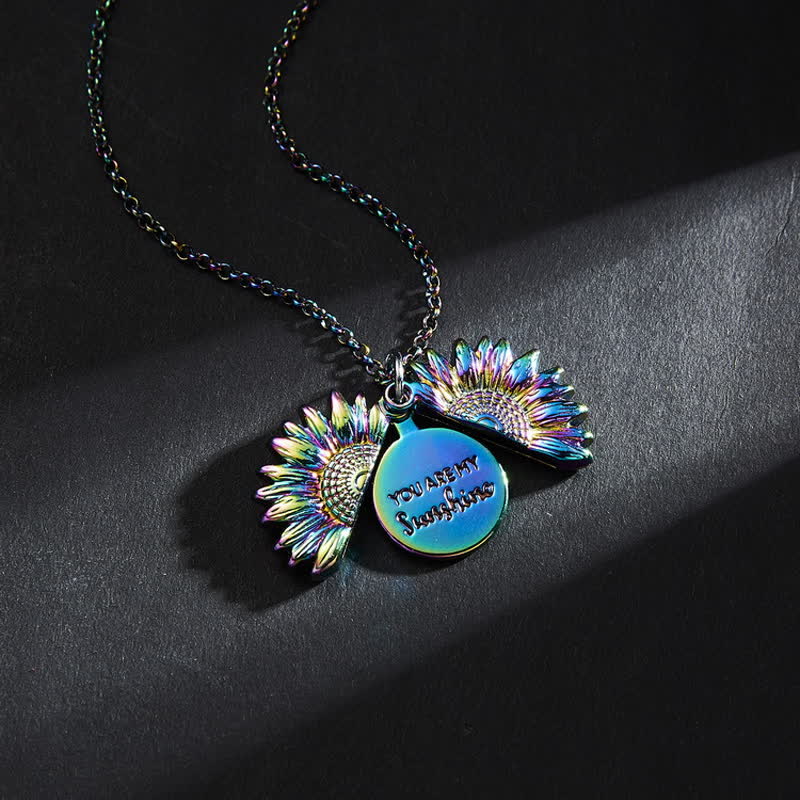 Vintage Sunflower Locket Pendant Keychain Necklace - Necklace - Colored - image 6
