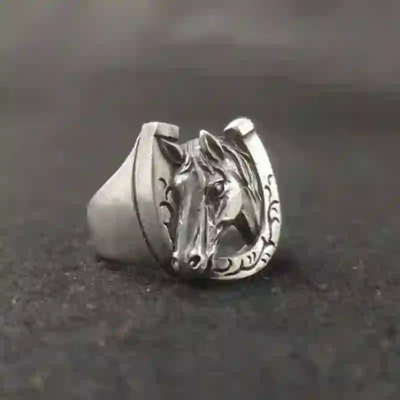 Men's Domineering Rock Bull Horse Totem Opening Adjustable Ring