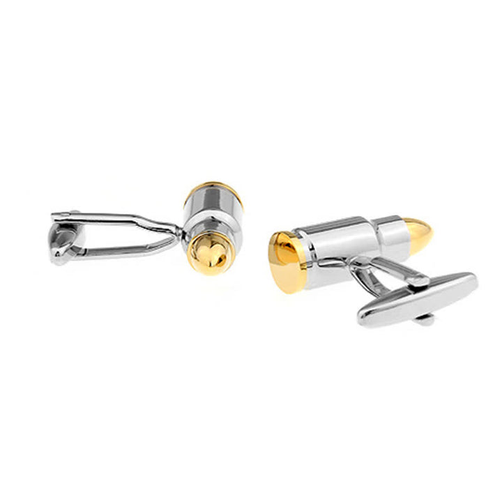 Men's Gold Tipped Silver Bullet-Shaped Cufflinks - image 2