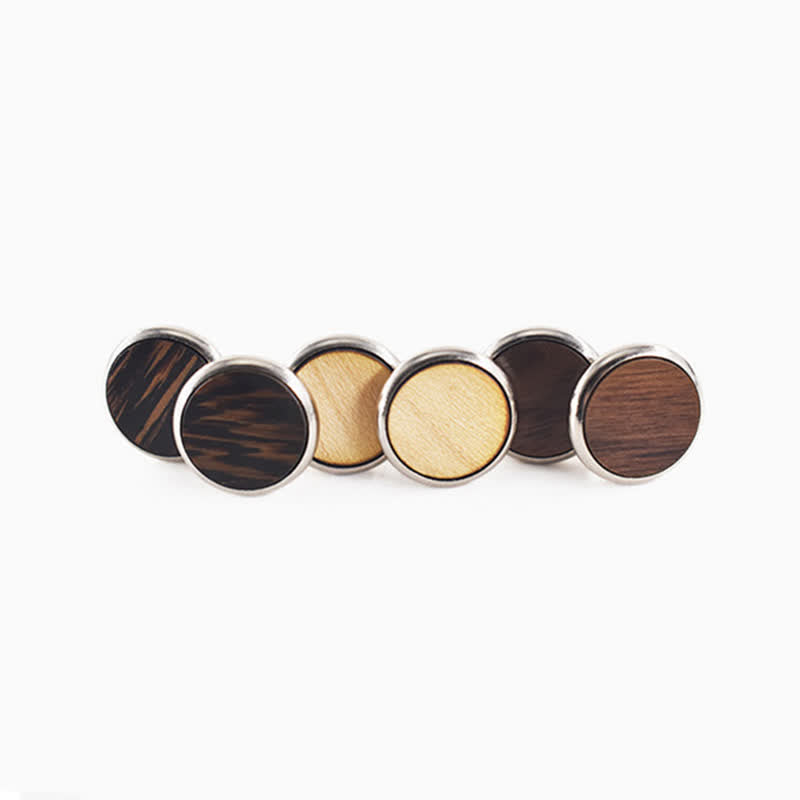 Men's Round Business Wedding Wooden Cufflinks