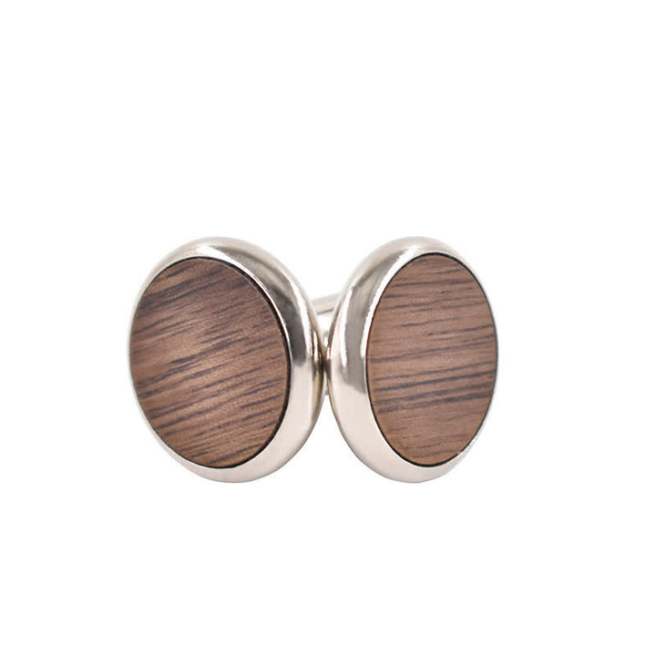 Men's Round Business Wedding Wooden Cufflinks