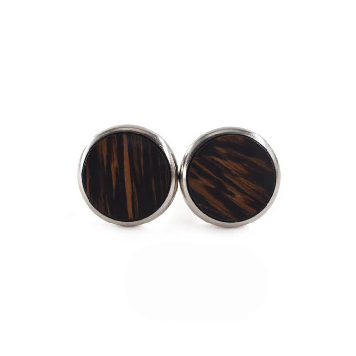 Men's Round Business Wedding Wooden Cufflinks