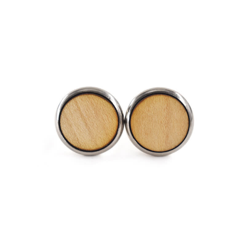 Men's Round Business Wedding Wooden Cufflinks