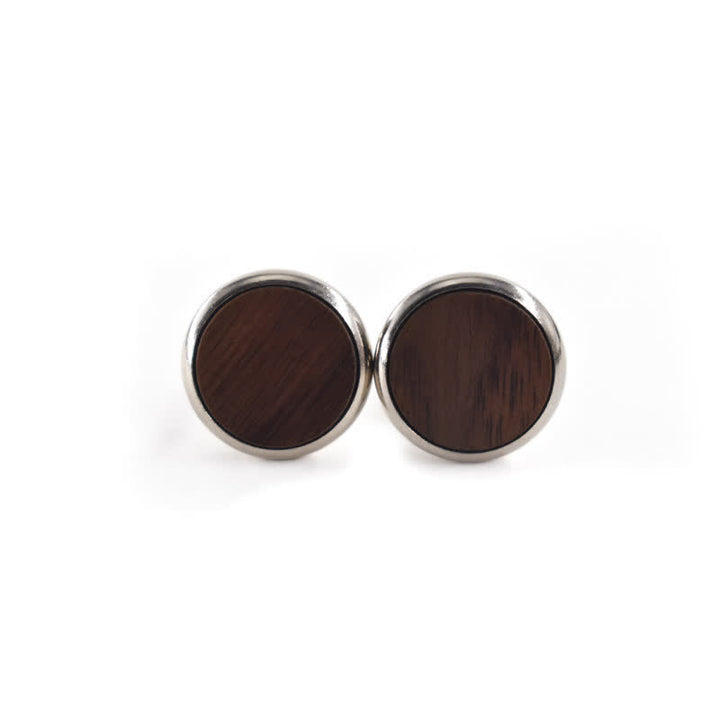 Men's Round Business Wedding Wooden Cufflinks - image 4