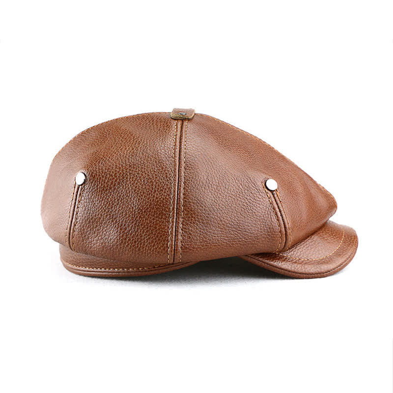 Chic Artist Painter Look Rivets Leather Beret Hat