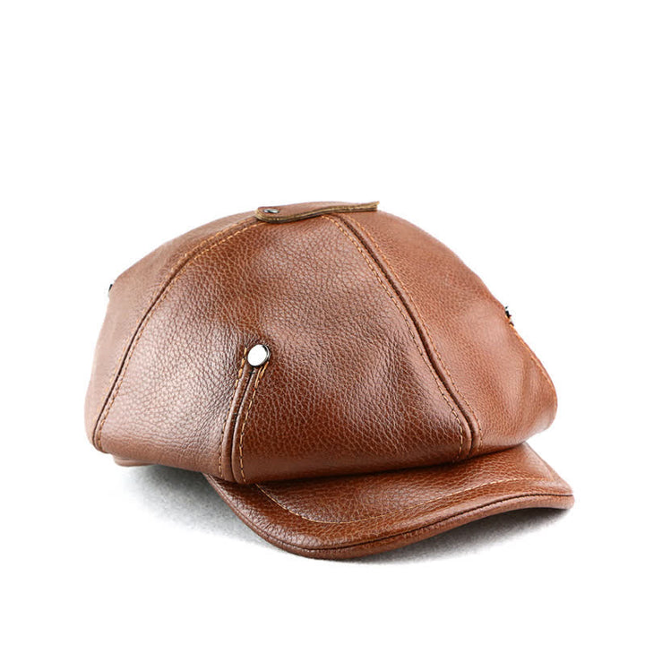 Chic Artist Painter Look Rivets Leather Beret Hat