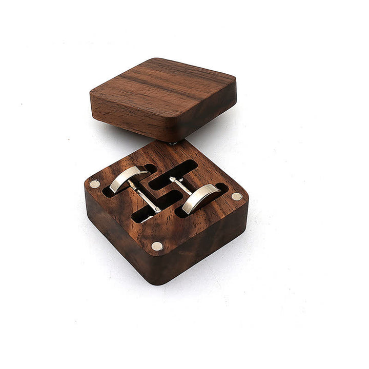 Men's Personalized Letter Engrave Box Wooden Cufflinks - Blank - image 1