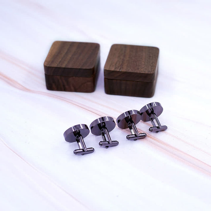 Men's Engrave Letter Box Black Walnut Wooden Cufflinks - image 3