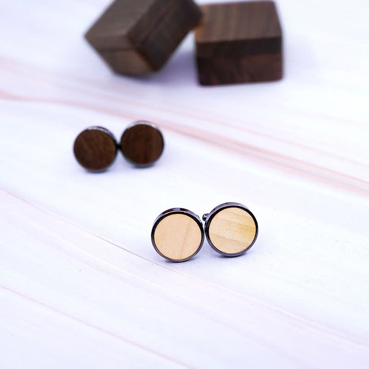 Men's Engrave Letter Box Black Walnut Wooden Cufflinks - image 5