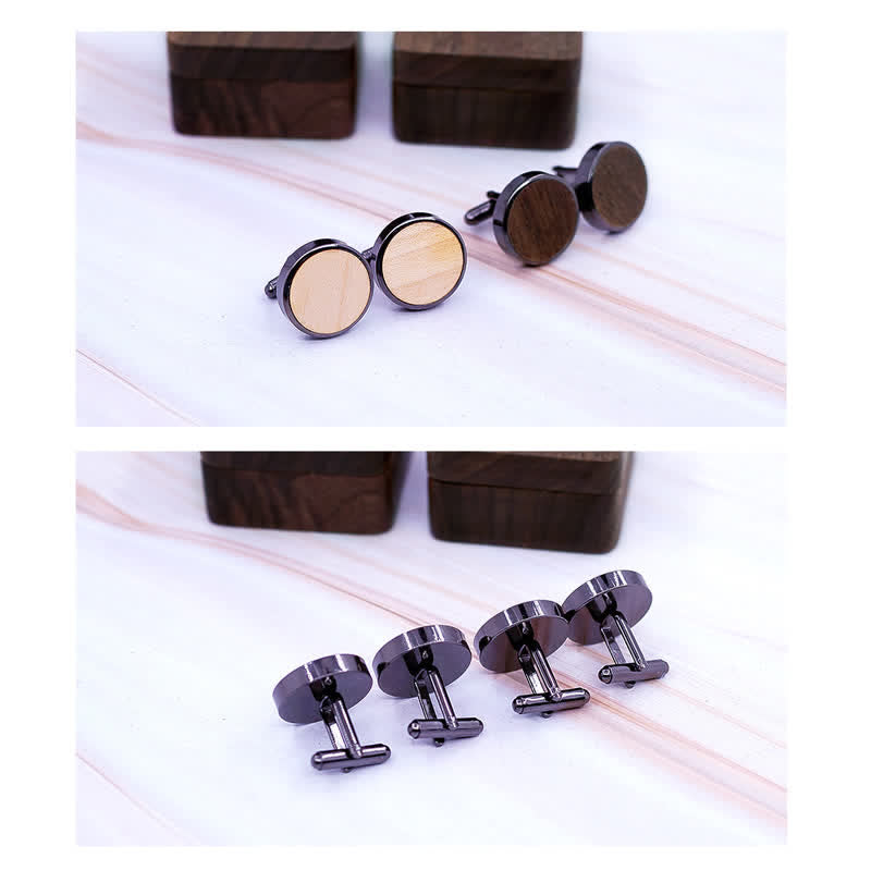 Men's Engrave Letter Box Black Walnut Wooden Cufflinks - image 6
