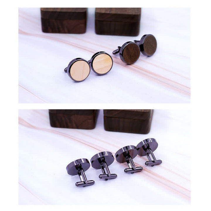Men's Engrave Letter Box Black Walnut Wooden Cufflinks - image 6