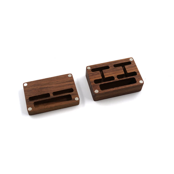 Men's Custom Engraving Box Surface Wedding Day Wooden Cufflinks Set - image 6